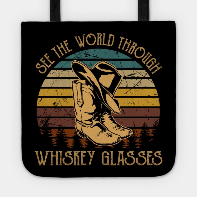 See The World Through Whiskey Glasses Boots Cowboys Hats Vintage