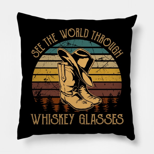 See The World Through Whiskey Glasses Boots Cowboys Hats Vintage